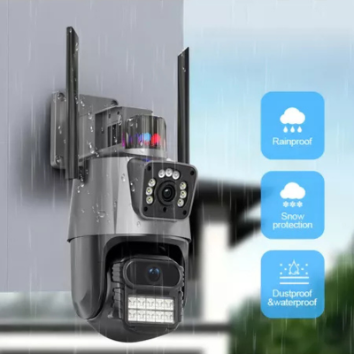 Cámara de Seguridad WiFi Vision Nocturna y Doble Lente Gran Angular
