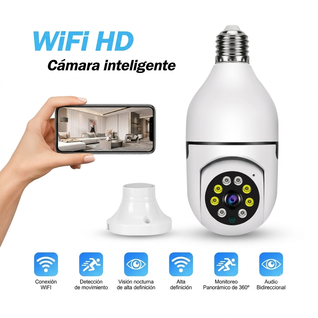 Cámara de Seguridad HD de 360° con Soquete