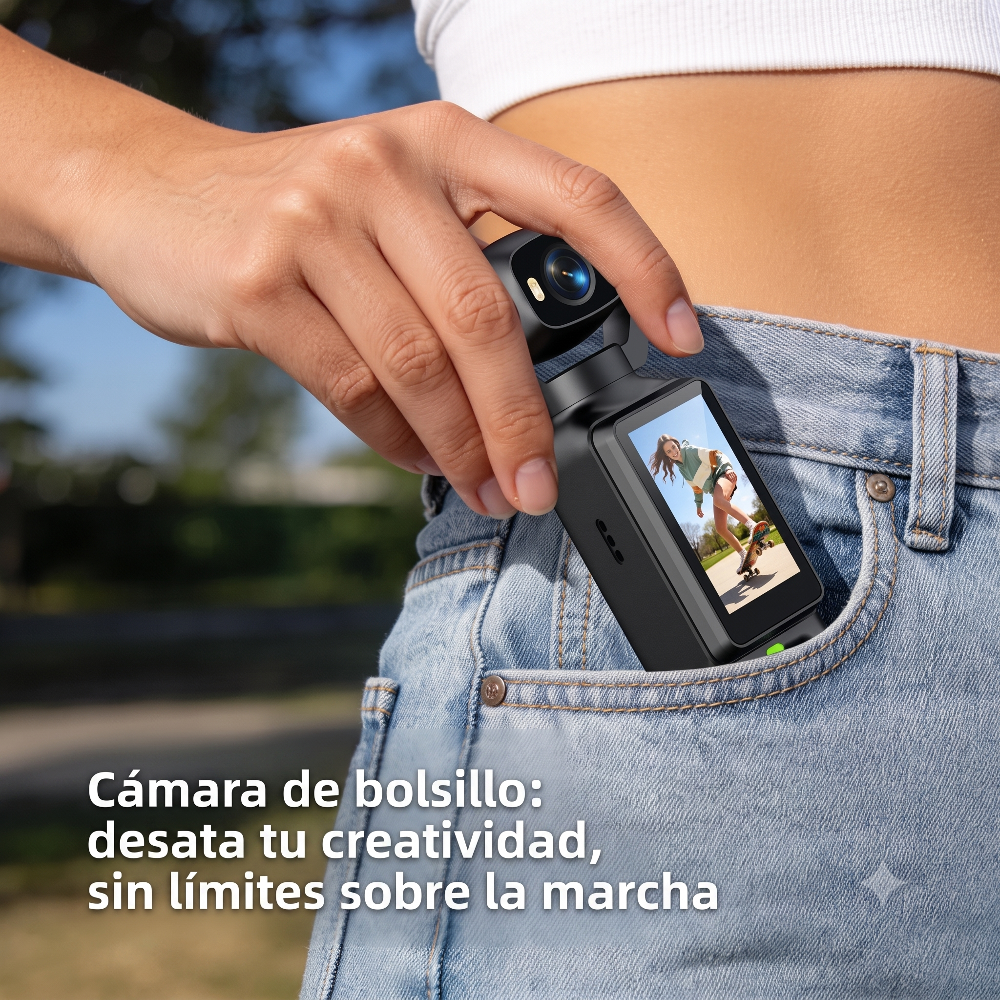 Cámara de Acción 4K con Estabilizador Gimbal y Pantalla Giratoria 180°