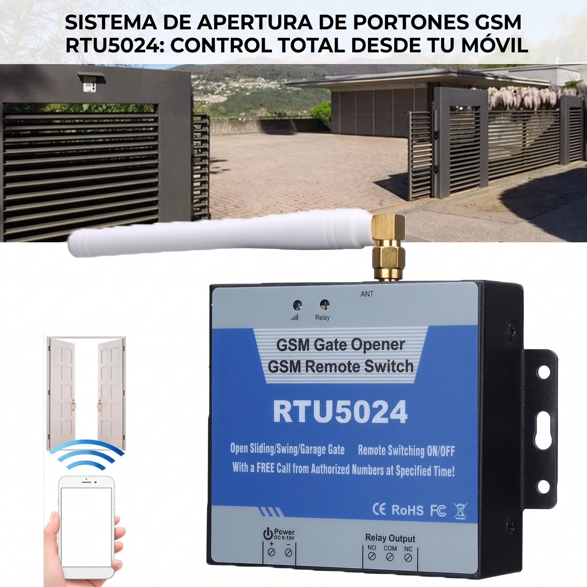 Abridor de Puerta RTU5024 Control Remoto por Llamada