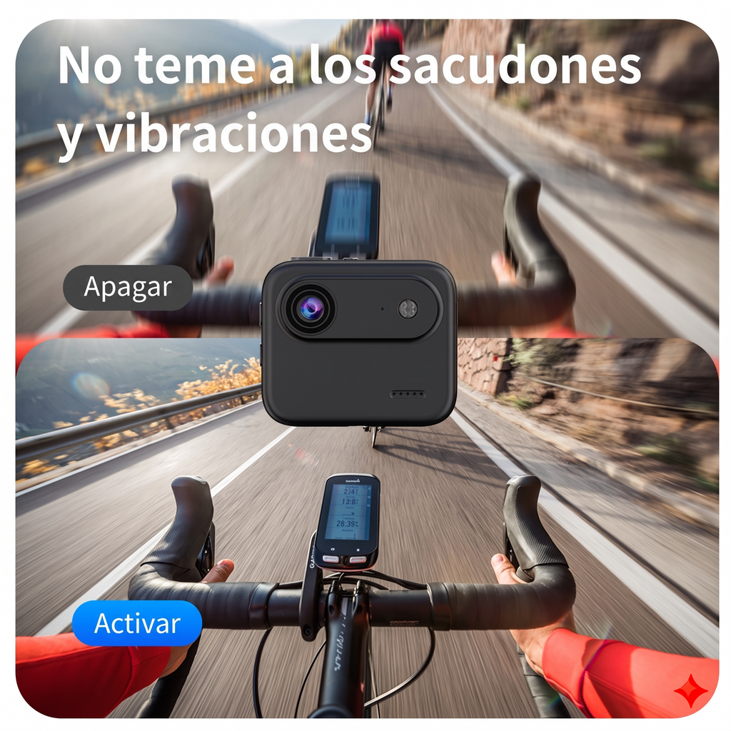 Mini Cámara Deportiva 4K Compacta con Pantalla Abatible y Antivibración 143°