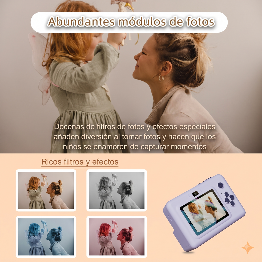 Cámara Digital para Niños con Mini Impresora Instantánea HD 2.8"