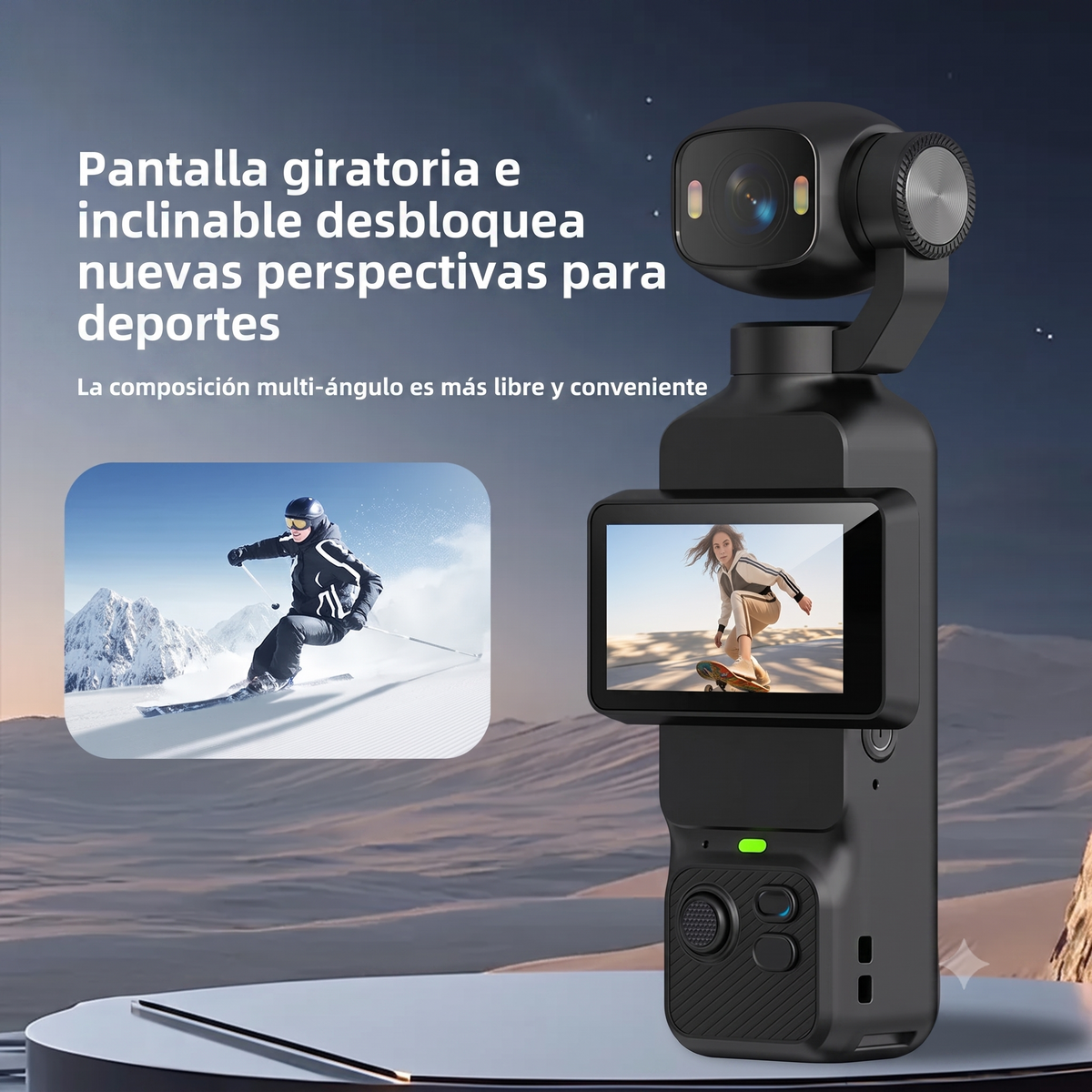 Cámara de Acción 4K con Estabilizador Gimbal y Pantalla Giratoria 180°