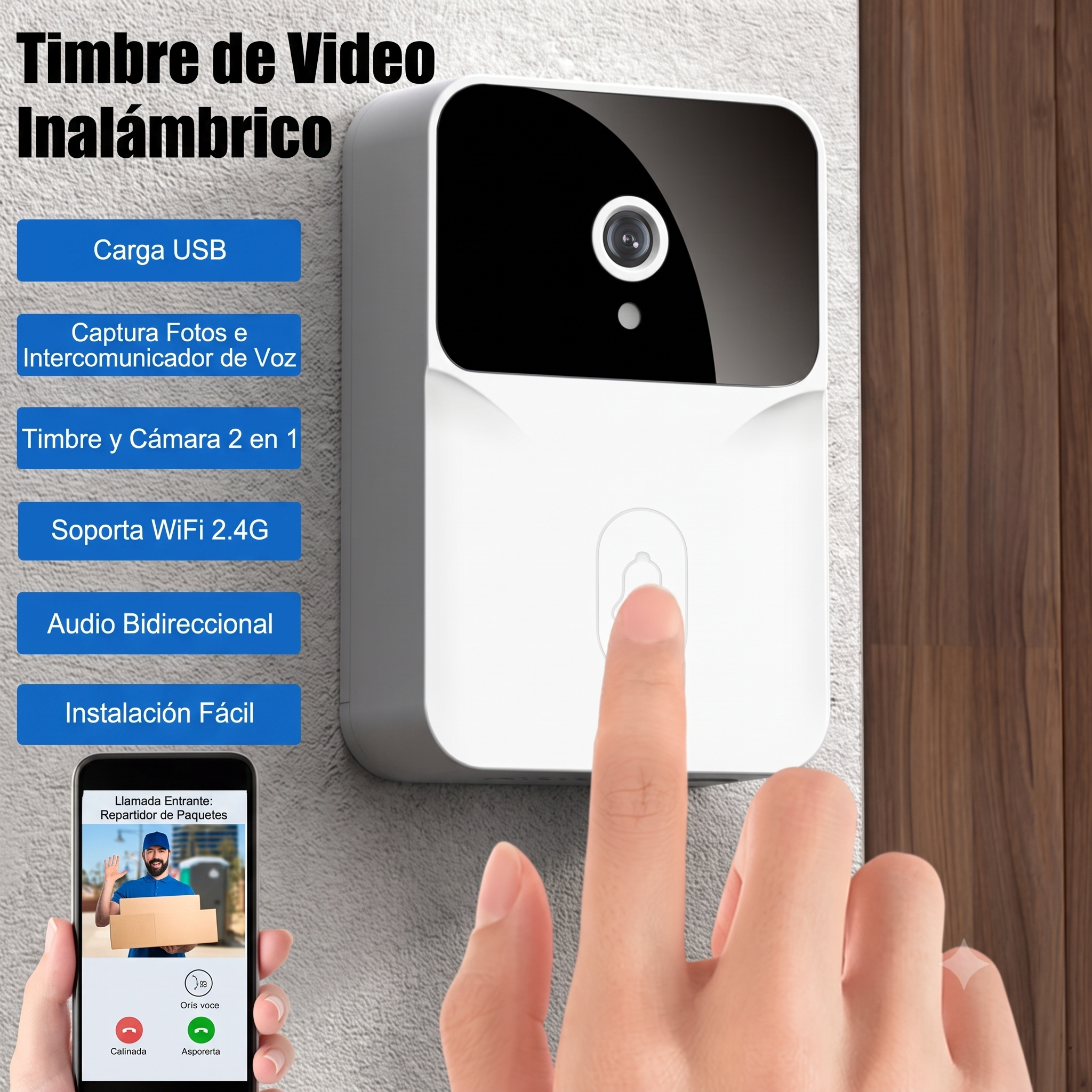 Timbre Inteligente con WiFi (Videollamada + Foto)