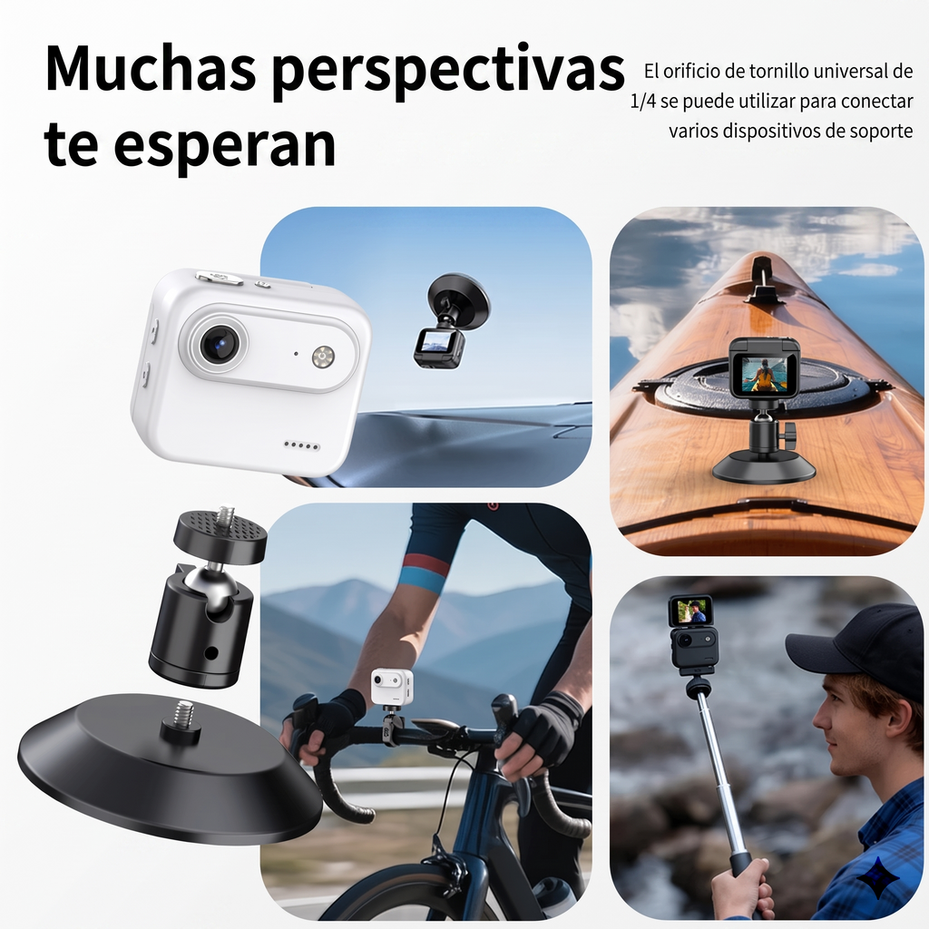 Mini Cámara Deportiva 4K Compacta con Pantalla Abatible y Antivibración 143°