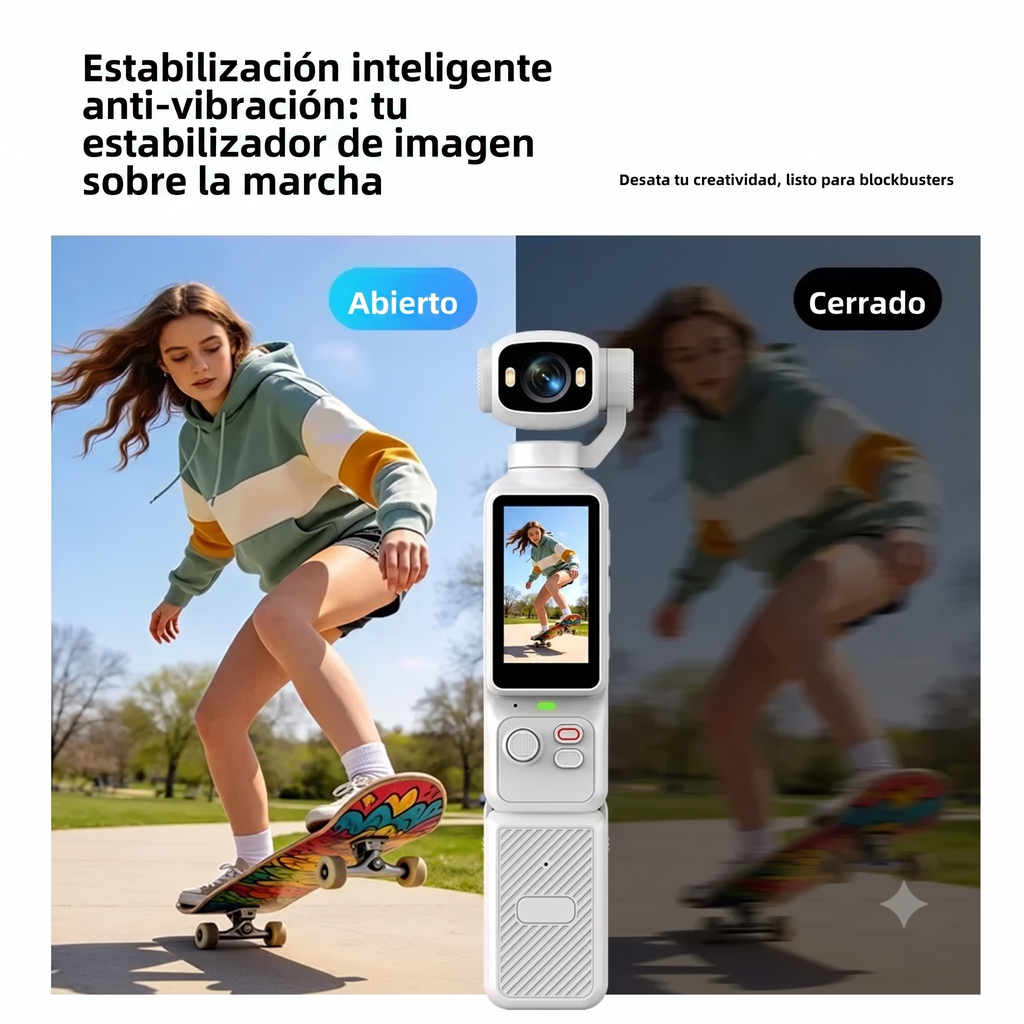 Cámara de Acción 4K con Estabilizador Gimbal y Pantalla Giratoria 180°
