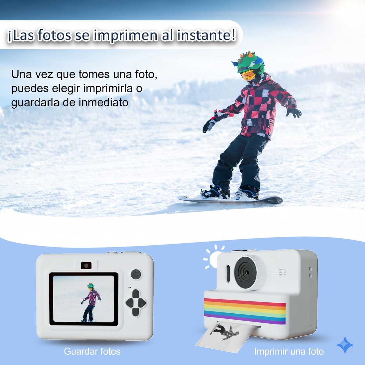 Cámara Digital para Niños con Mini Impresora Instantánea HD 2.8"