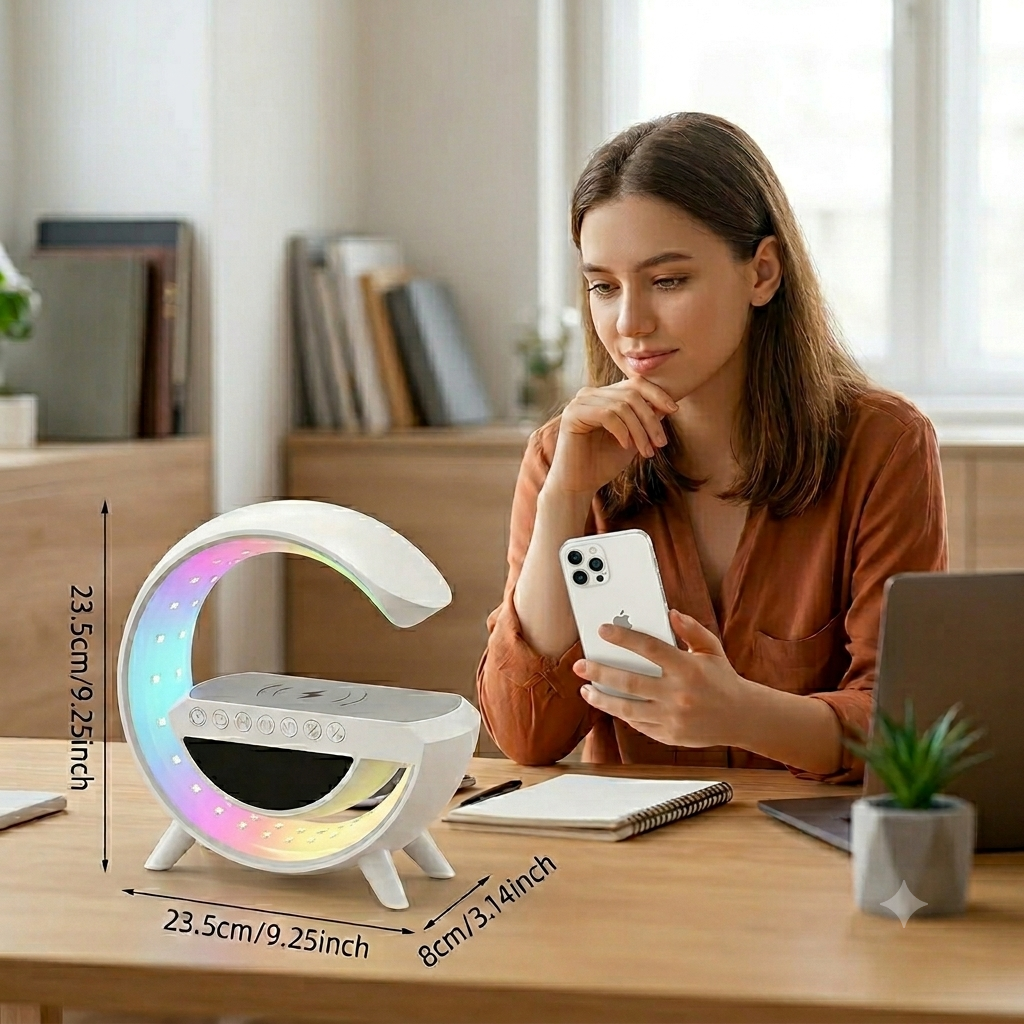 Lampara Parlante Cargador Inteligente FM BT USB RGB