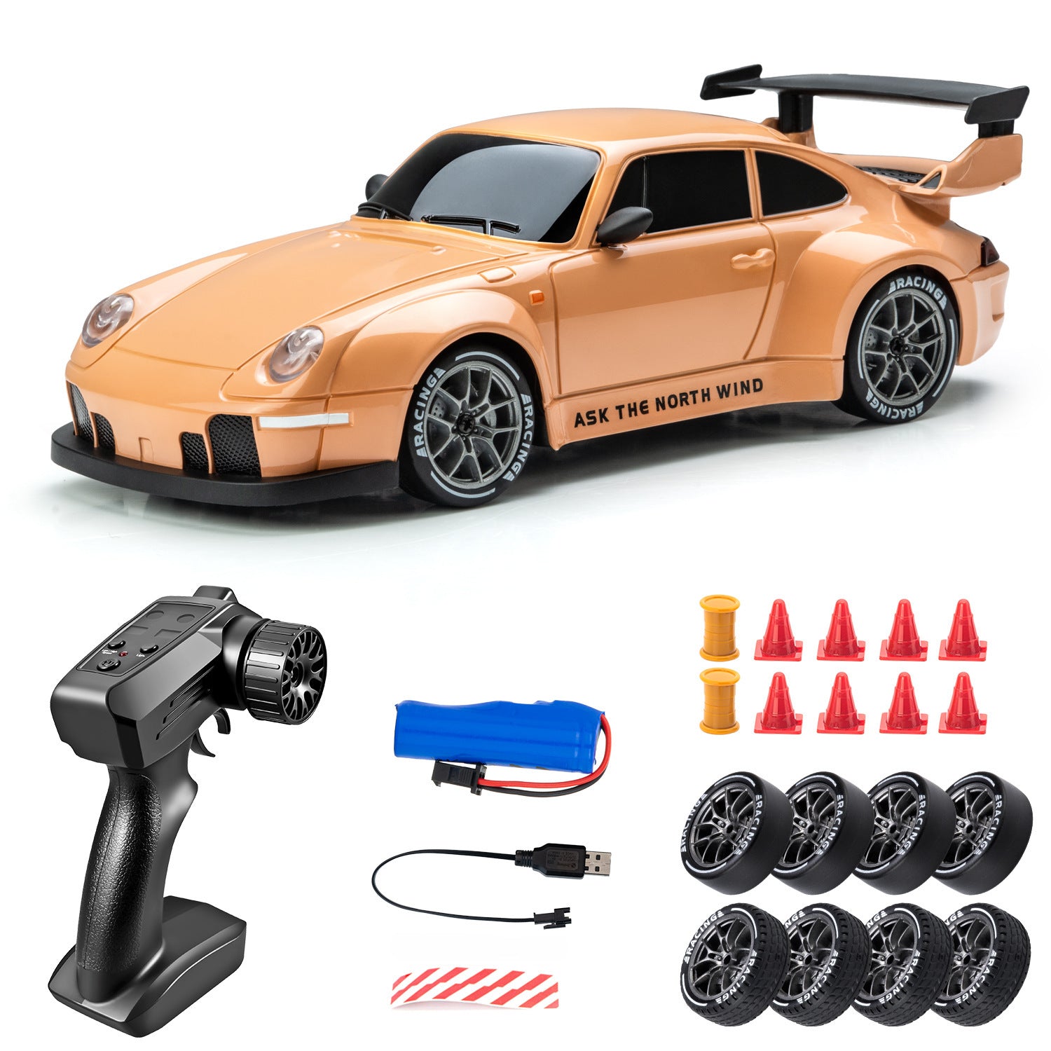 Auto DRIFT RC con Luces LED y Llantas de Repuesto