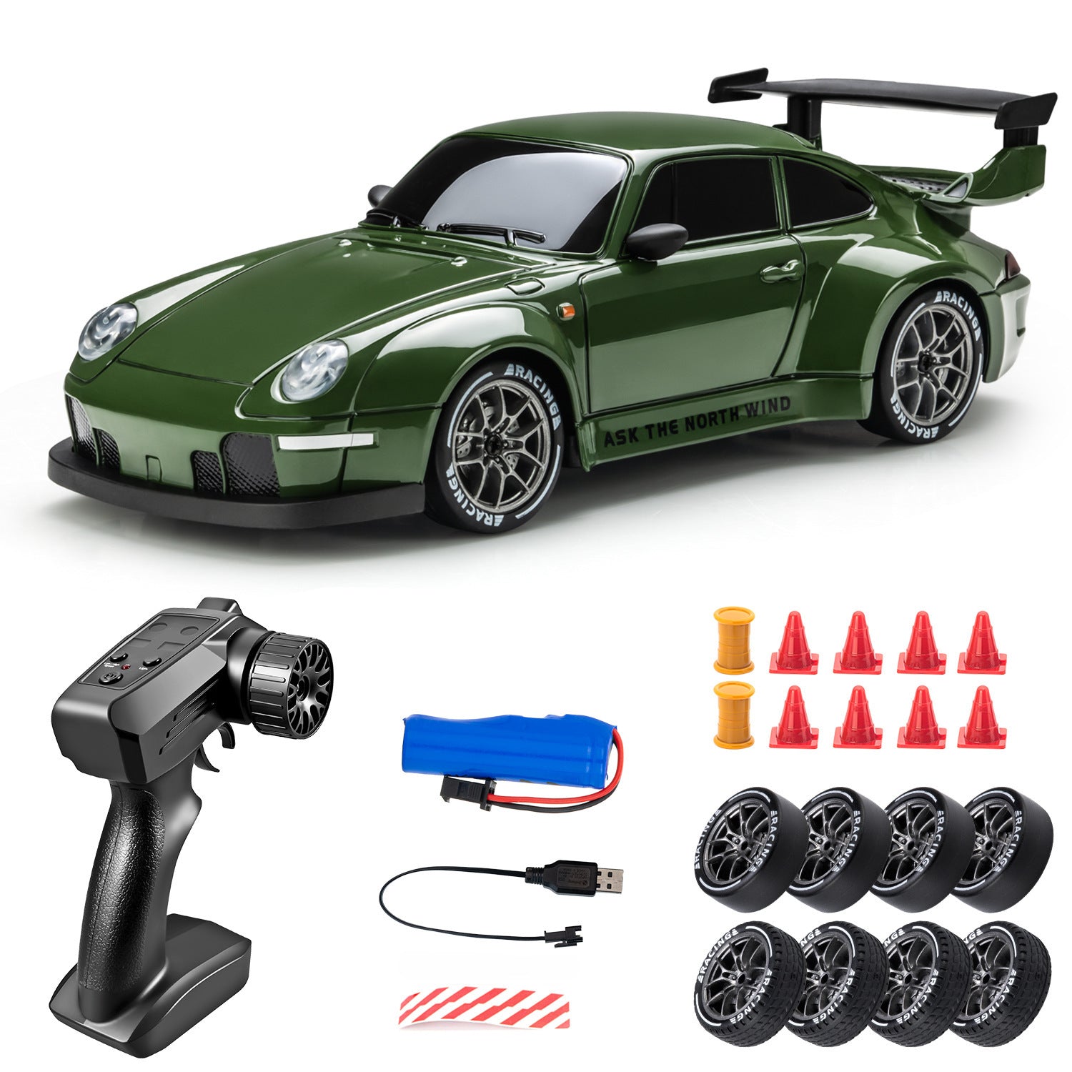 Auto DRIFT RC con Luces LED y Llantas de Repuesto